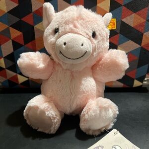 Steiff Soft Cuddly Friends Baby Oggie Pink Pig Plush 8" Stuffed Animals Toys Toy